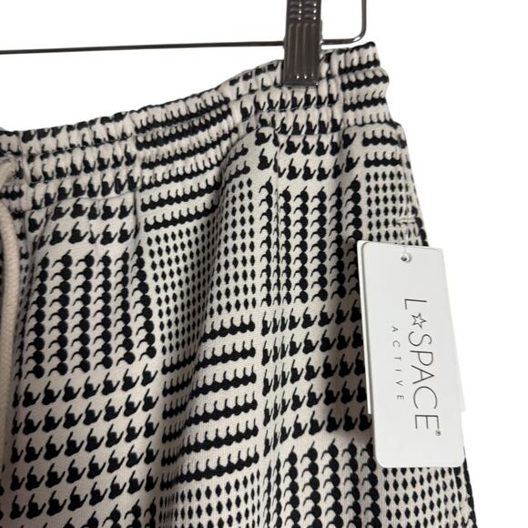 L*Space Sprinter Plaid Print Relaxed Fit Cream Black Jogger Sweatpants Size S - Picture 6 of 12